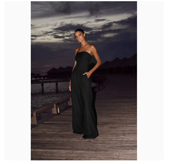 Elegant Strapless Wide-Leg Jumpsuit | Slimming Fit, Flowing Silhouette