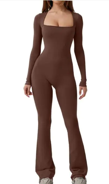 SquareFit Flared Long-Sleeve Jumpsuit