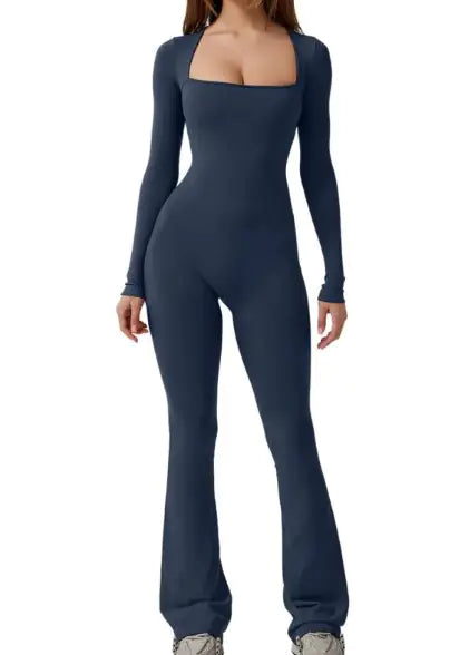 SquareFit Flared Long-Sleeve Jumpsuit