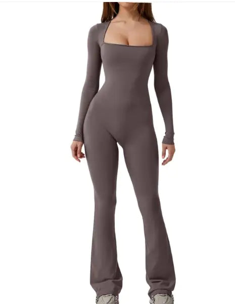 SquareFit Flared Long-Sleeve Jumpsuit