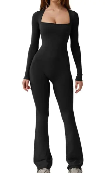 SquareFit Flared Long-Sleeve Jumpsuit