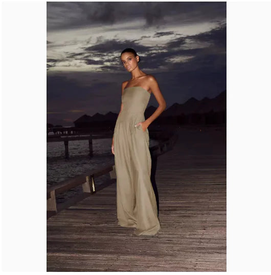 Elegant Strapless Wide-Leg Jumpsuit | Slimming Fit, Flowing Silhouette
